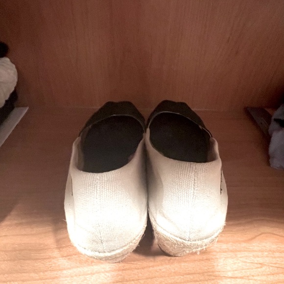 Tory Burch off white & black cloth fabric platform wedge heel size 8 - Picture 4 of 4